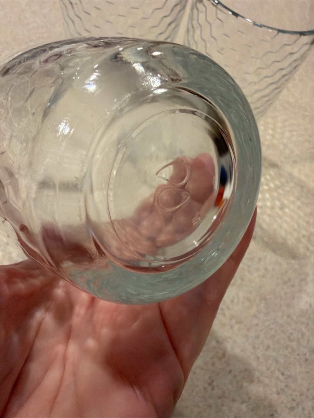 Vintage Pasabuhce Clear Hex-Pattern Glass 5.5 in Tumblers - Set of 4 honeycomb - Picture 8 of 15